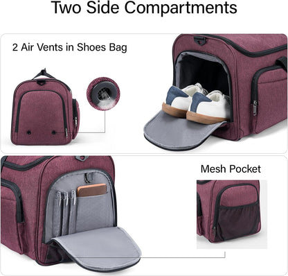 Hanke Carry on Garment Bags for Travel,Convertible Duffle Bag Luggage Bag Weekend Bag with Shoe Compartment,2 in 1 Hanging Suitcase Suit Bag for Men Women,Purple