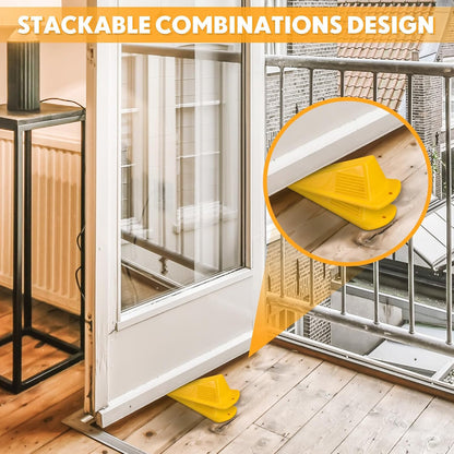 Frienda 2 Pcs Jumbo Door Stoppers Heavy Duty Door Stopper Tall up to 2inch Tall Wedge TPR Large Wedge Stackable Big Rubber Doorstop for Hotel Carpet Hardwood Concrete and Tile (Yellow)