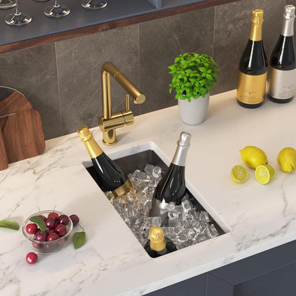 10 inch Bar Sink Undermount, 10x18 inch Small Bar Sink Gunmetal Black Undermount Small Kitchen Sinks 18 Gauge Single Bowl Wet Bar Sinks with Basket Strainer Drain