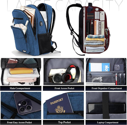 Black Backpack for Men Women, School Backpack for Boys Girls Teens, 15.6 Inch Laptop Backpacks with USB Port, Water Resistent Book bag, Work College Bookbag, back pack, Mochila para hombre