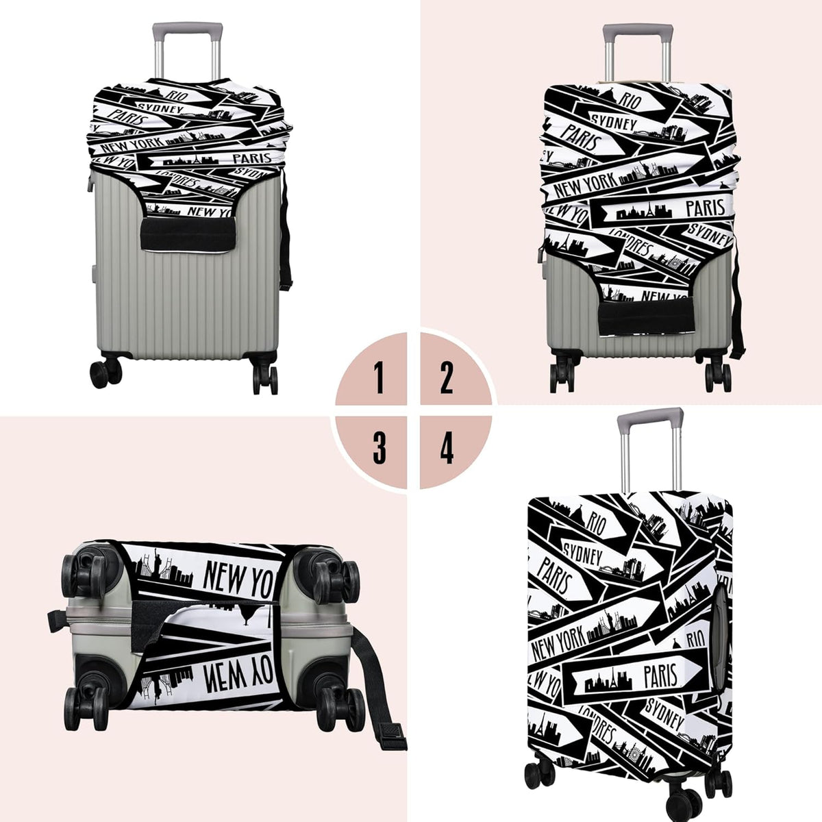Travel Luggage Cover Suitcase Protector Fits 18-32 Inch Wheel Covers PatternedTravel Related Items Flower Luggage Protector Elastic XL