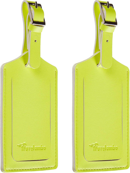 Travelambo Luggage Tags for Suitcases PU Leather Travel Tags Bag Tags Privacy Protection Travel Essentials