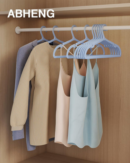 80 Pack Clothes Hangers, Non Slip Plastic Coat Hangers, Space Saving, Heavy Duty, Hanging Dry Wet Clothes, 16.4" x 8.3", Light Blue, UAPY0580L