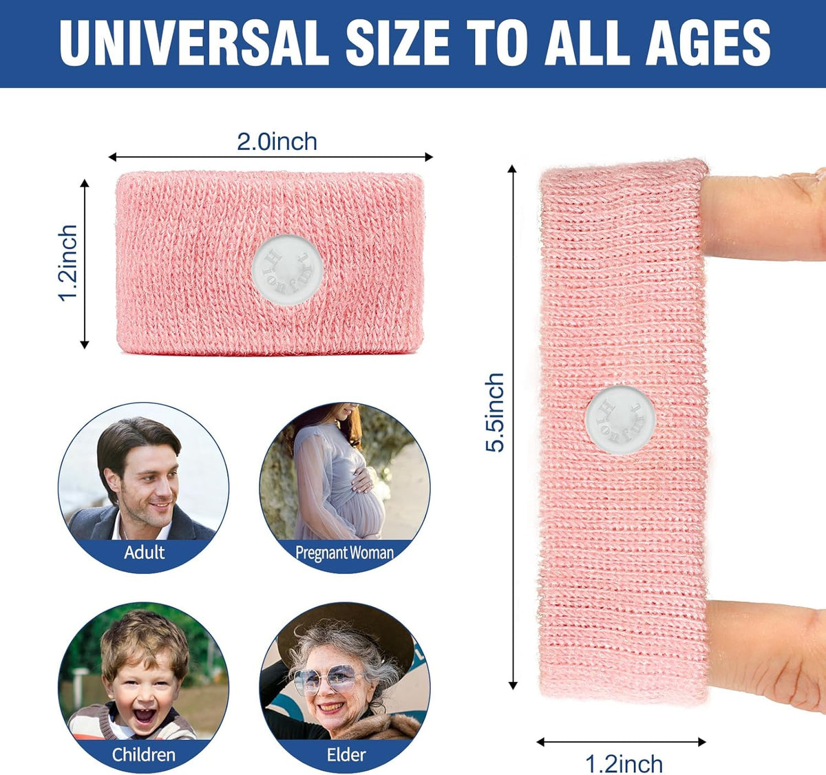 Motion Sickness Bands Anti Nausea Wristband for Adult and Kids Morning Sickness Relief for Pregnant Women Acupressure Nausea Relief for Car, Sea, Air Sickness - 2 Pairs Blue, Pink