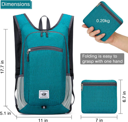 Esup 15L Lightweight Foldable Hiking Backpack for Women Men (Green)