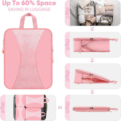 8 Set Compression Packing Cubes for Travel, Packing Cubes Compression Travel Accessories Expandable Packing Organizers for Carry on Luggage Suitcase (Gray)