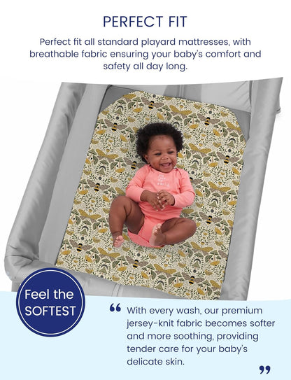 TotAha Premium Soft Pack n Play Sheets, Super Stretchy Jersey Knit Mini Crib Sheets Fitted, Silky Comfort Graco Pack and Play Mattress Sheets, 2 Pack