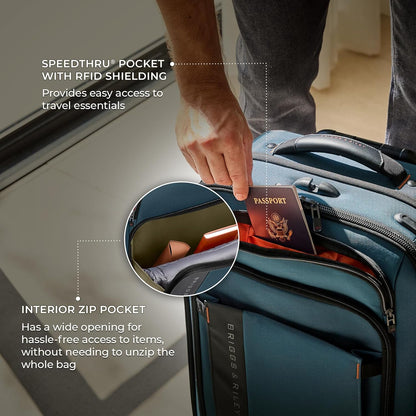 Briggs & Riley 26" Medium Expandable Spinner - Checked Luggage for Travel, Suitcases with Wheels, Softside Rolling Bag for Men & Women - ZDX Collection, Hunter