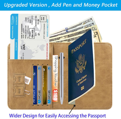 Passport Holder Cover Wallet Travel Essentials RFID Blocking Leather Card Case International Must Haves Travel Accessories for Women Men(113#Brown)