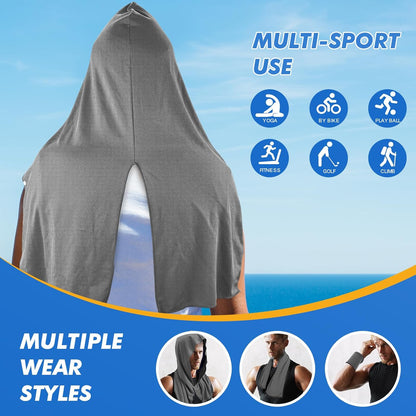 4 Pack Cooling Hoodie Towels for Neck and Face, UPF 50 Sun Protection & Instant Cooling, Ice Towels for Hot Weather, Soft Breathable Towel for Sport, Work Out, Gym, Camping & More Activities