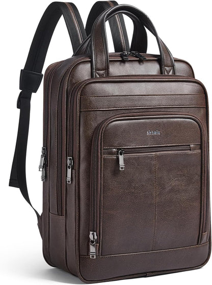 Shrrie 15.6" Laptop Backpack,Business Work Backpack Briefcase,Durable Computer Backpack for Office,Travel,College,Two-toned Coffee