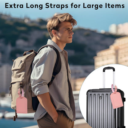 Luggage Tags for Suitcase Travel Bag Labels Privacy Protection Luggage Tag for Baggage PVC Baggage ID Label Tags 2 Pack Yellow+Pink