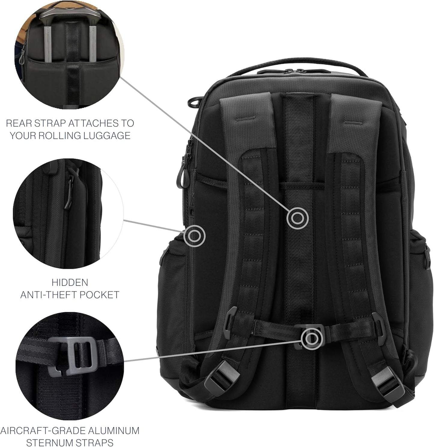 Travelpro Altitude Large Expandable Travel Laptop Backpack 30-36L, 16 Inch Laptop, Water Resistant, Work, Business, Men and Women, Jet Black