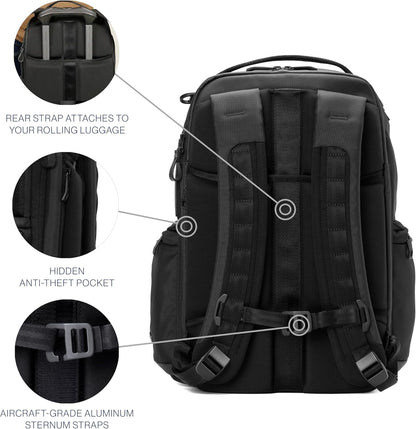 Travelpro Altitude Large Expandable Travel Laptop Backpack 30-36L, 16 Inch Laptop, Water Resistant, Work, Business, Men and Women, Jet Black