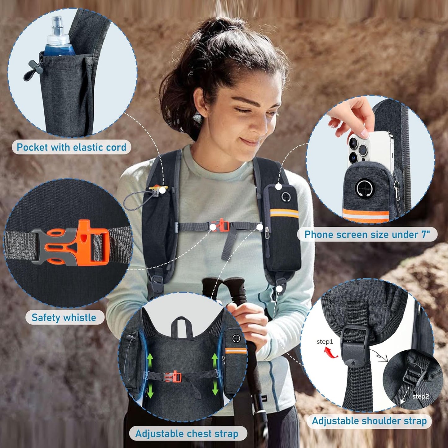 FIORETTO 10L Hiking Backpack for Women Men Mini Packable Backpack Lightweight Small Daypack for Camping Travel Outdoor, Black