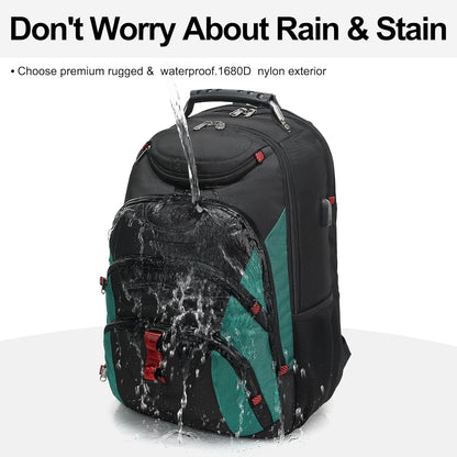Boavan Laptop Backpack for men, 17.3 inch Laptop Bag with USB Port, Waterproof Travel Work Backpack Purse, Anti-Theft Teacher Nurse Doctor Casual Bookbags Office Business backpack，Black&Deep Juniper