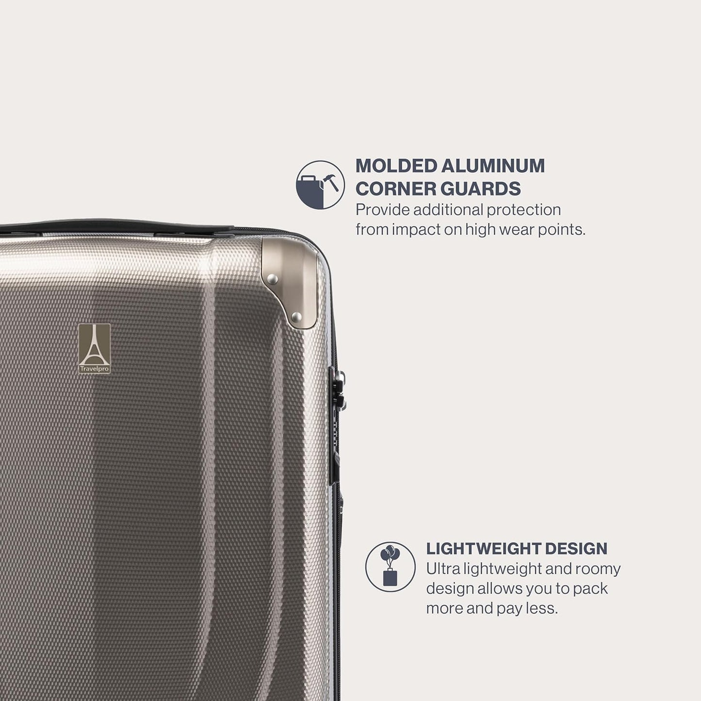 Travelpro Pathways 3 Hardside Expandable Luggage, 8 Spinner Wheels, Lightweight Hard Shell Suitcase, Checked Large 28 Inch, Champagne