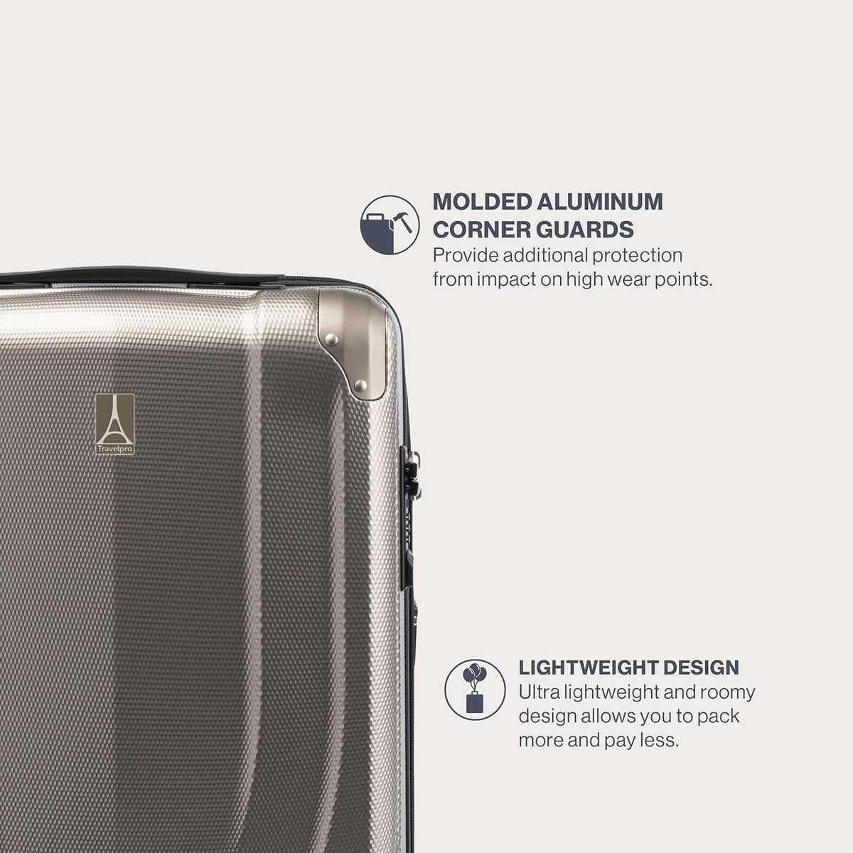Travelpro Pathways 3 Hardside Expandable Luggage, 8 Spinner Wheels, Lightweight Hard Shell Suitcase, Carry On 21 Inch, Champagne