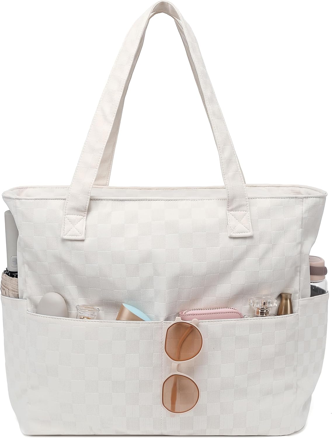 LEDAOU Beach Bag Waterproof Sandproof Women Tote Bag Pool Bag with Zipper for Gym Grocery Travel with Wet Pocket