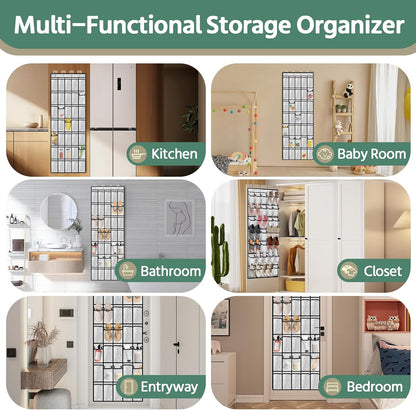 35 Pocket Over the Door Shoe Organizer,Reusable Breathable Large Mesh Bag Men's & Women's Sneaker Organizer,Shoe Organizer for Kids,Hanging Shoe Storage Hanging Bag (2PCS-White)