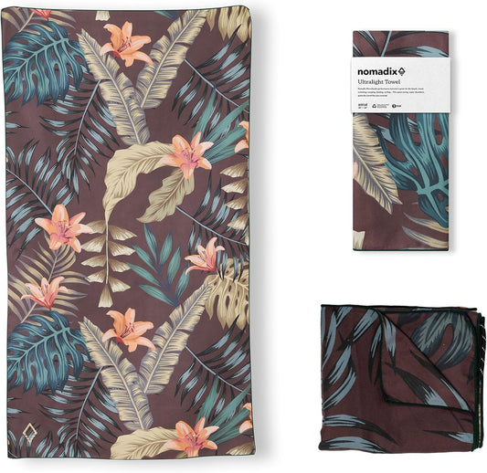 Nomadix Ultralight Towel - Quick Dry & Super Lightweight - Perfect As A Pack Towel to Save On Space - Made with Recycled Materials - Palms Night - 30x54