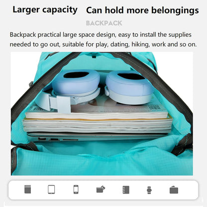 16L Hiking Daypack Lightweight Foldable Travel Backpack Water Repellent Camping Outdoor Packable Easy Carry-on Bag (Lake Blue)