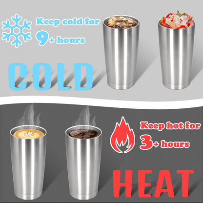 20 oz Tumbler with lid Double Wall Vacuum Insulated Tumblers Stainless Steel Coffee Mug Travel Coffee Tumbler Powder Coated Tumbler Cup Keep Hot&Cold - (Stainless 1 Pack)