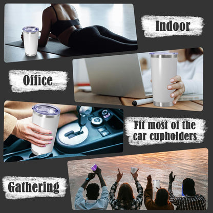 20 oz Tumbler Coffee Tavel Tumblers Bulk with Lid Stainless Steel Double Wall Vacuum Insulated Mug Powder Coated Cups fit Car Cupholder for Hot and Cold - White, 12Pack