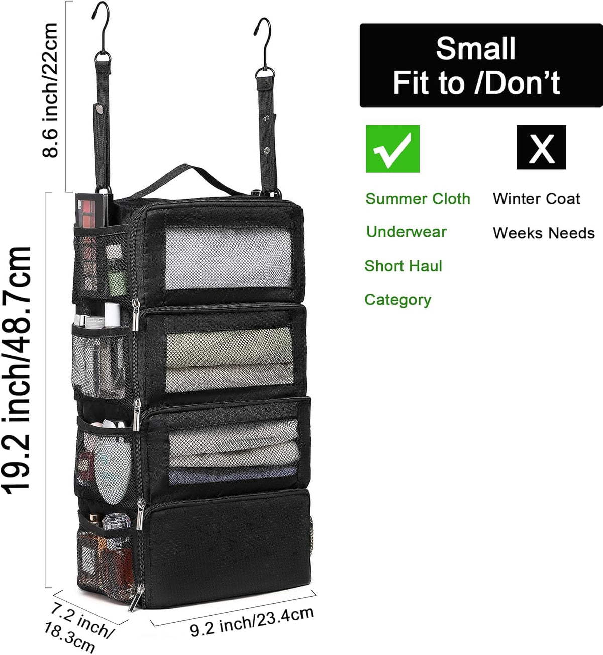 Suitcase Organizer Travel Bags Organizer for Luggage Compression Hanging Packing Cubes for Travel Carry on Closet (Bag Only)