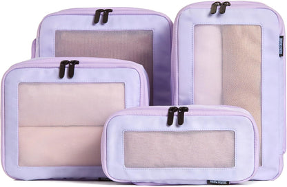 Compression Packing Cubes for Travel - Luggage Organizer Bags - Double Zipper Packing Cubes for Suitcases (4-Pack, Purple)