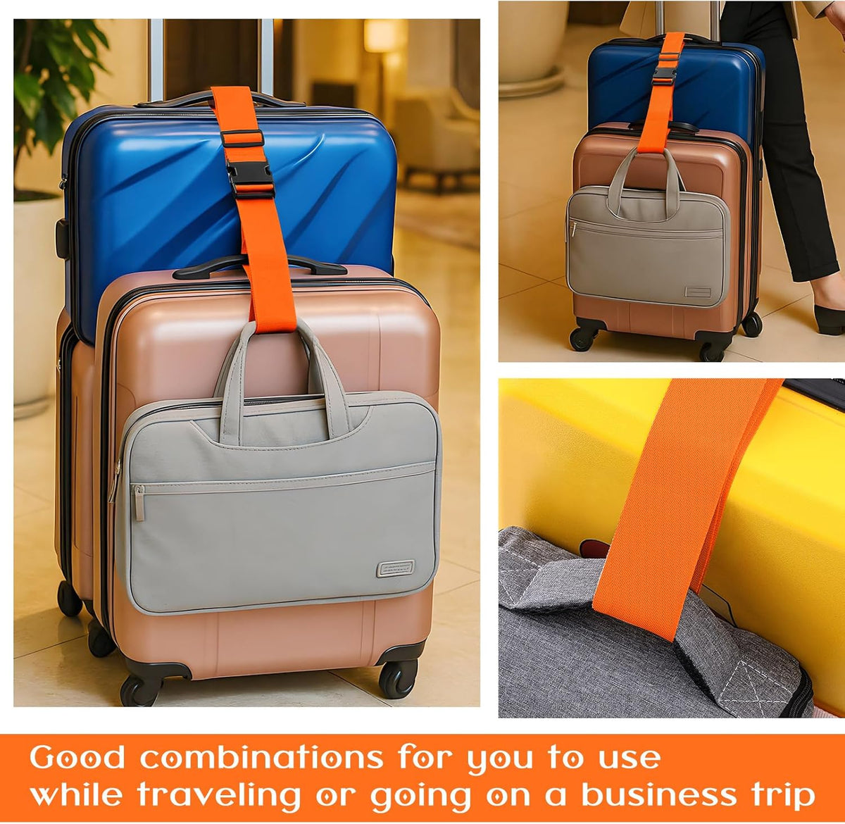 Weewooday 8 Pcs Luggage Straps Suitcase Tags Set for TSA Approved, 4 Travel Adjustable Suitcase Belt, 4 Silicone Luggage Tags with Name ID Card Travel Accessories (Light Orange,A)