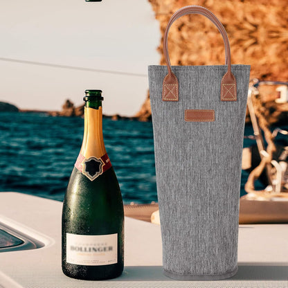 ZORMY Single Bottle Insulated Wine Tote, 1 Bottle Wine Carrier Bag Padded Wine Cooler Perfect Wine Lover's or Wedding Gift-Grey