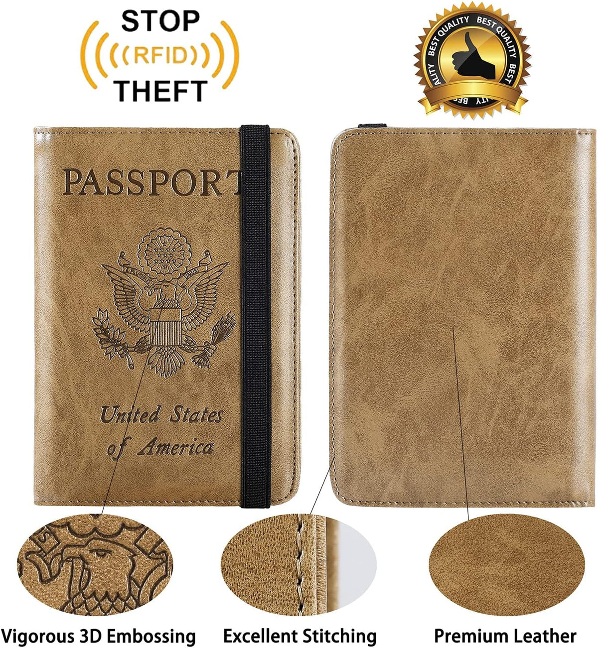 Passport Holder Cover Wallet Travel Essentials RFID Blocking Leather Card Case International Must Haves Travel Accessories for Women Men(101#Brown)