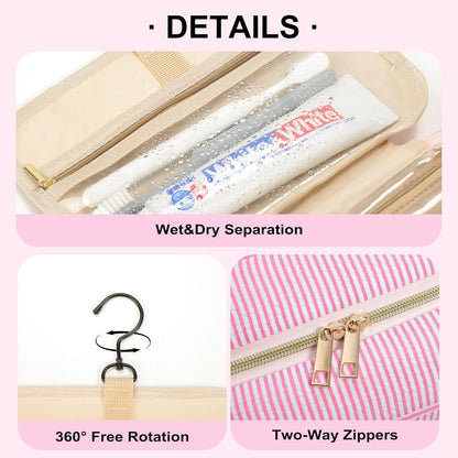 TOPEAST Birthday Gifts for Women Teen Girls - Hanging Toiletry Bag Initial Makeup Bag, Personalized Initial Cosmetic Bag Toiletry Bag, Gifts for Women Teen Girls Daughter Sister - Letter M, Pink