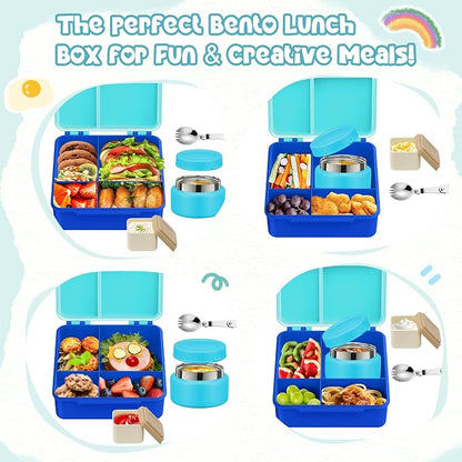 Kids Bento Lunch Box with 8oz Soup Thermo, Kids Leakproof Lunch Food Containers - Image 5