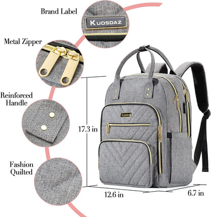 Travel Backpack for Women, 15.6 Inch Work Laptop Backpack, Water Resistant Backpack for Business with USB Charging Port, Anti-theft Student Teacher Bookbags, Large Daypacks for Women, Grey