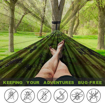 Camping Hammock with Net,Travel Portable Lightweight Hammocks with Tree Straps and Solid D-Shape Carabiners,Parachute Nylon Hammock for Outsides Backpacking Beach Backyard Patio Hiking