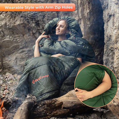 KingCamp Sleeping Bag for Adults, Cold Weather & Warm Extra Wide Big & Tall XL Portable Waterproof Flannel Sleeping Bags, Essentials Gear Accessories for Camping Backpacking Hiking Indoor & Outdoor