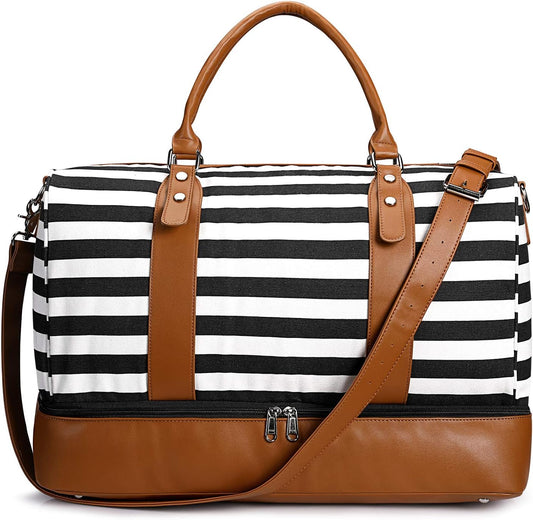 Newshows Women Weekender Bag Canvas Travel Duffel Bag Overnight Carry On Tote with Luggage Sleeve