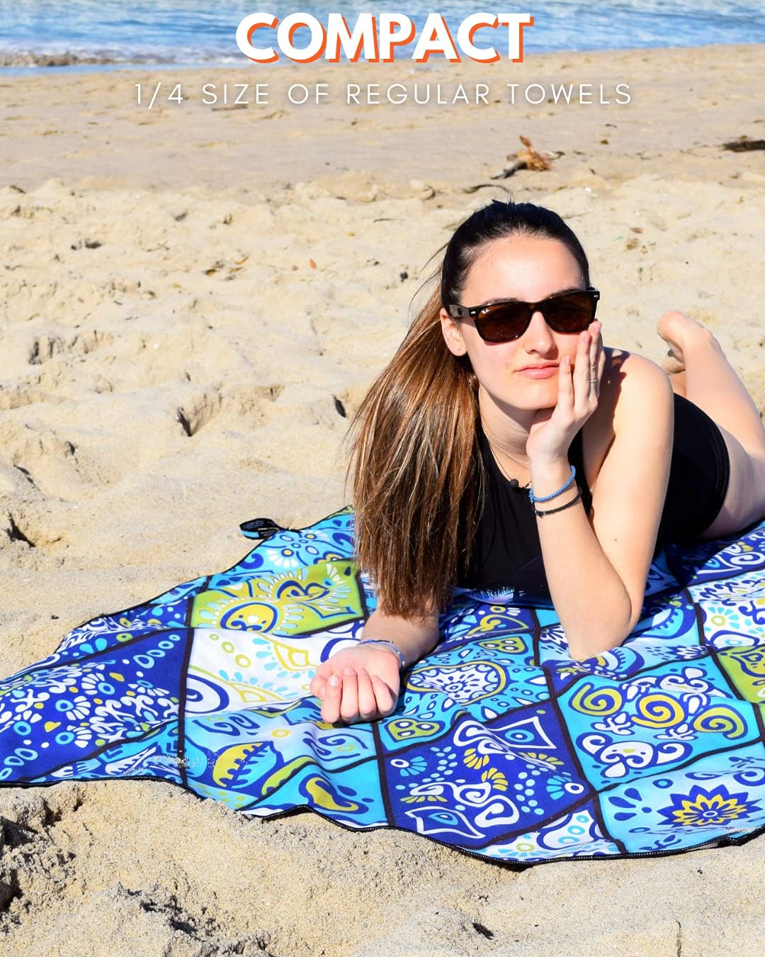 ECCOSOPHY Microfiber Beach Towel - Sand Free Towels are Quick Dry, Light Weight, Super Absorbent - Perfect Pool, Travel, Cruise, Camping Essentials - Oversized Extra Large for Adults 71x35 in