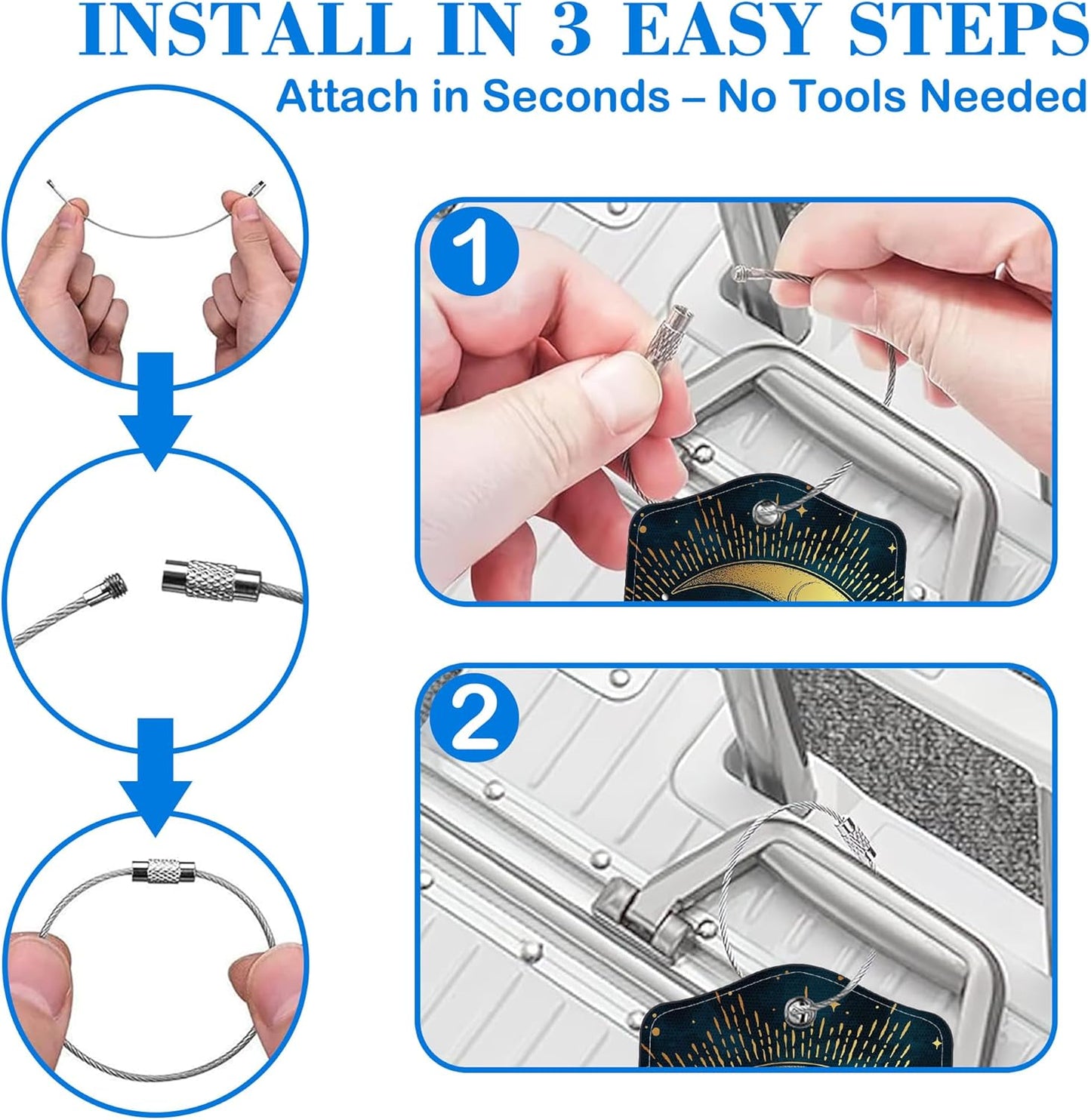 Moon Sun Star Luggage Tags for Suitcases Astrology Phases Leather Travel Tags for Luggage ID Label with Privacy Cover and Stainless Steel Loop for Men Women Suitcase Backpack, Set of 2