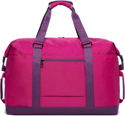 SUNNY BIRD Duffel with Utility Pouch, 40L Weekender Overnight Bag with Shoe Compartment for Travel and Sports (Purple)