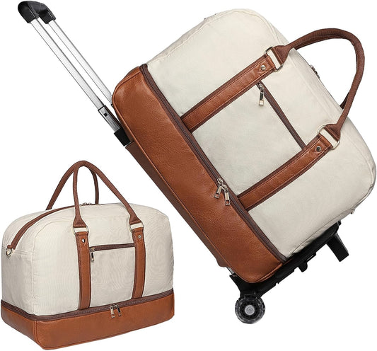 seyfocnia Rolling Duffle Bag with Wheels, Duffle Bag for Travel Women Carry On Luggage Wheeled Overnight Weekender Bag Men