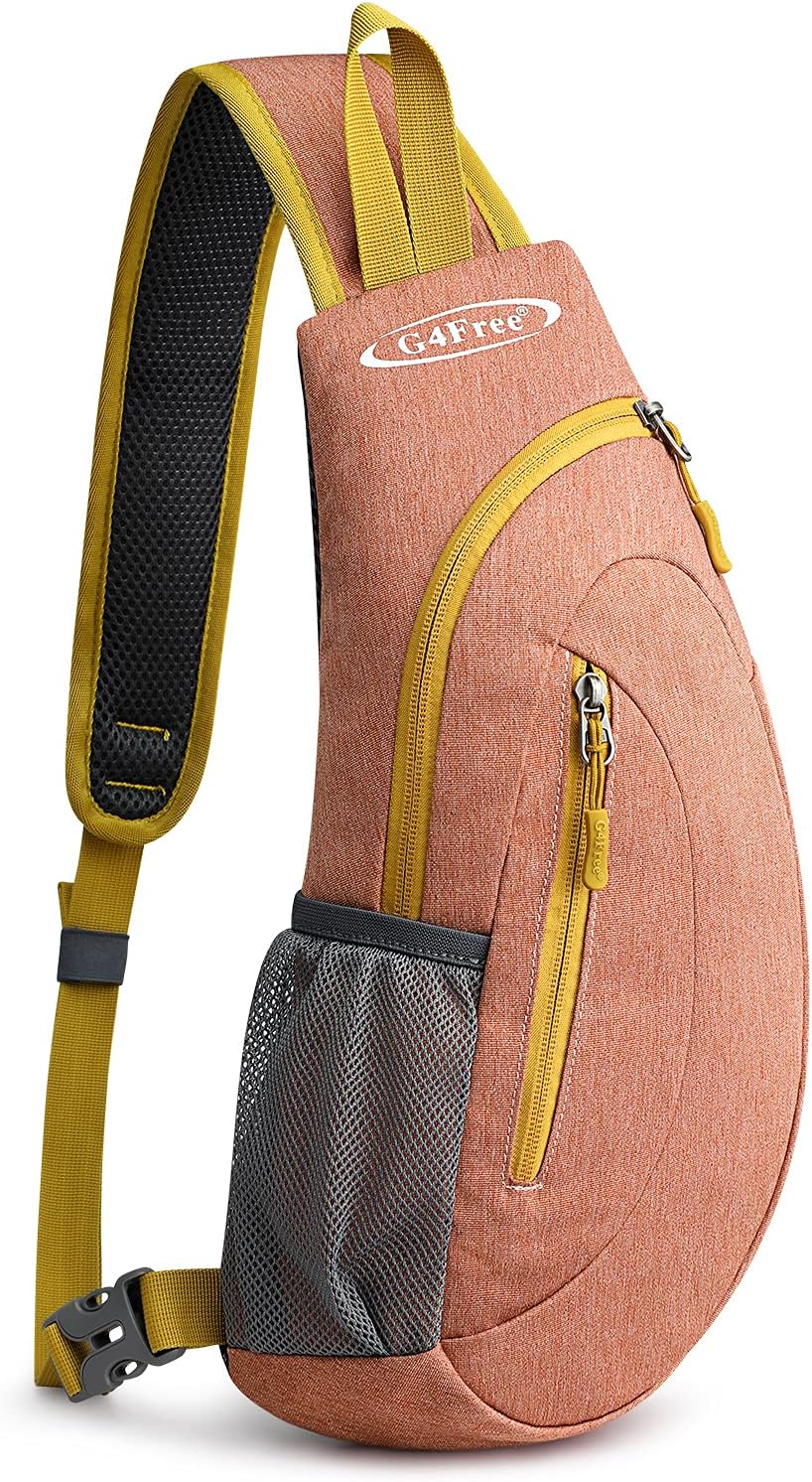 G4Free Sling Bag for Men Women, Small Crossbody Backpack Lightweight Chest Shoulder Bags for Travel, Outdoor and Sports (Light orange)