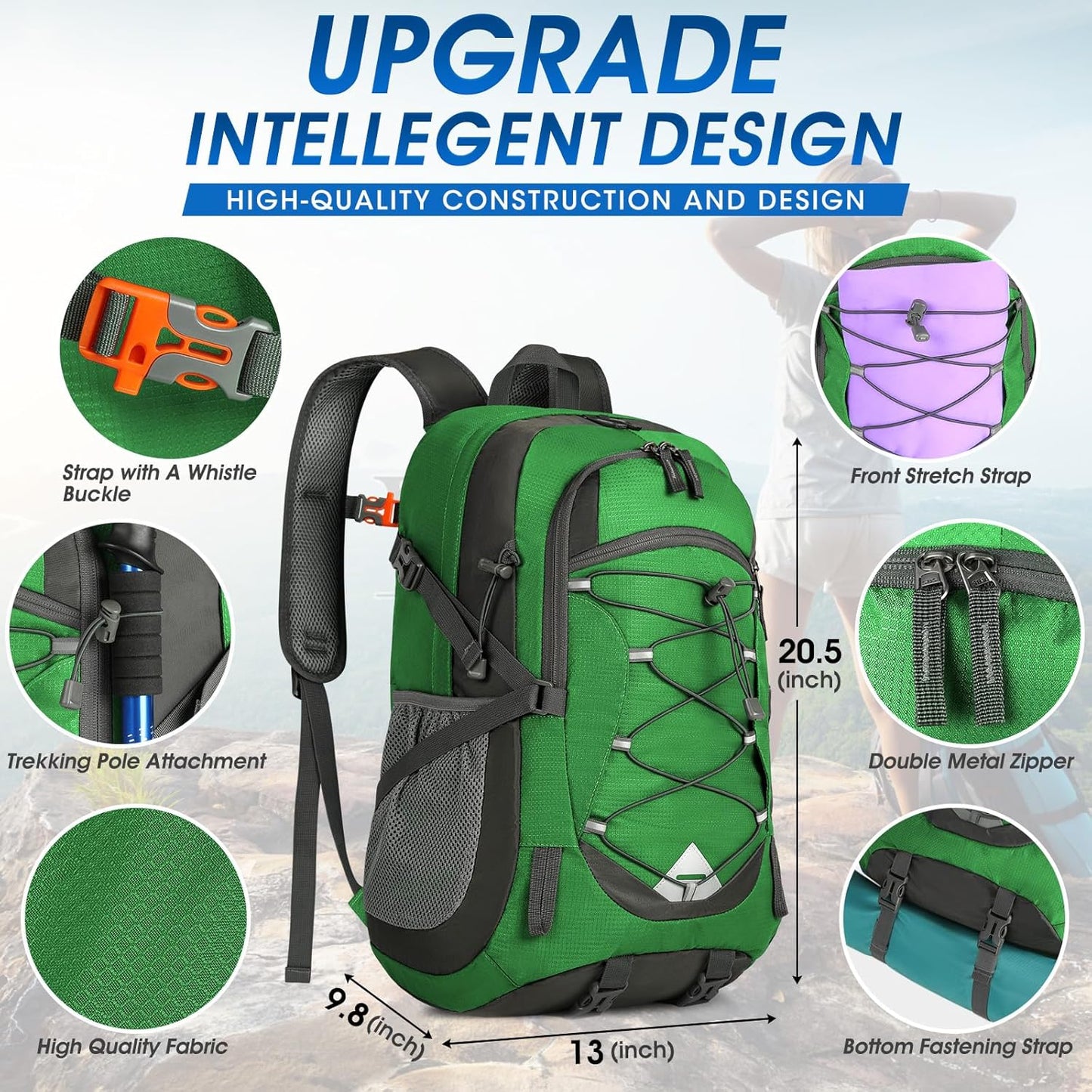 IGOLUMON Hiking Backpack 40L Packable Lightweight Camping Backpack Men Women Waterproof Hiking Daypack Outdoor Travel Daypack