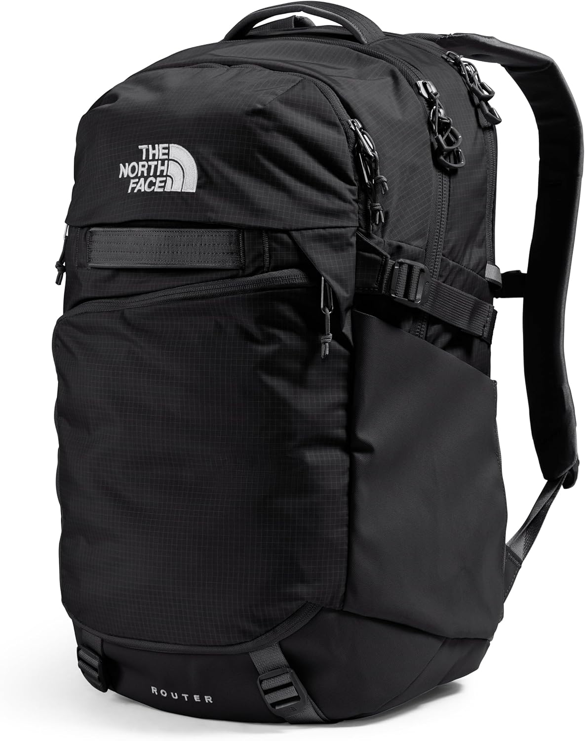 THE NORTH FACE Router Everyday Laptop Backpack | Daypack with Water Repellent Finish, 17" Laptop Sleeve, Reflective Details, TNF Black/TNF Black-NPF, One Size