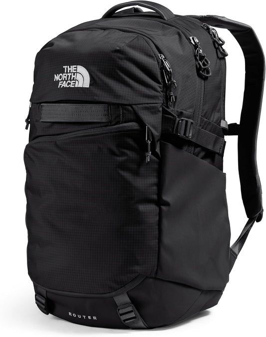 THE NORTH FACE Router Everyday Laptop Backpack | Daypack with Water Repellent Finish, 17" Laptop Sleeve, Reflective Details, TNF Black/TNF Black-NPF, One Size