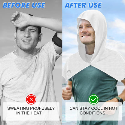 3 Pack Cooling Hoodie Towels for Neck and Face, UPF 50 Sun Protection & Instant Cooling, Ice Towels for Hot Weather, Soft Breathable Towel for Sport, Work Out, Gym, Camping & More Activities