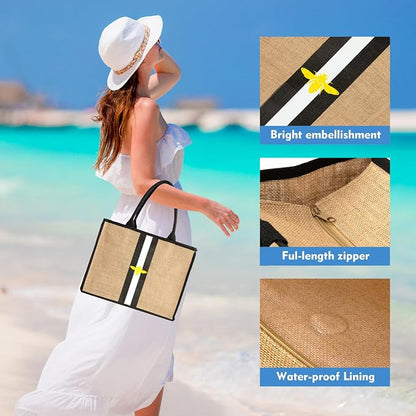 Large Beach Bag Jute Woven Tote - Image 8