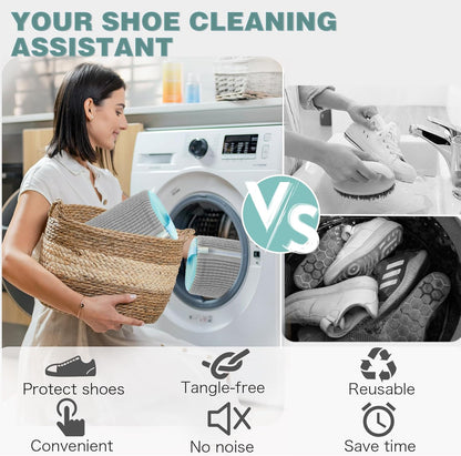 Shoe Washing Machine Bag,Laundry Shoe Bag for Washer and Dryer,Reusable Shoe Cleaning Bag for Sneakers,Tennis Shoes,With Self-locking Zipper, Microfiber Inside,Include Shoes Storage Bag (Grey(1PC))
